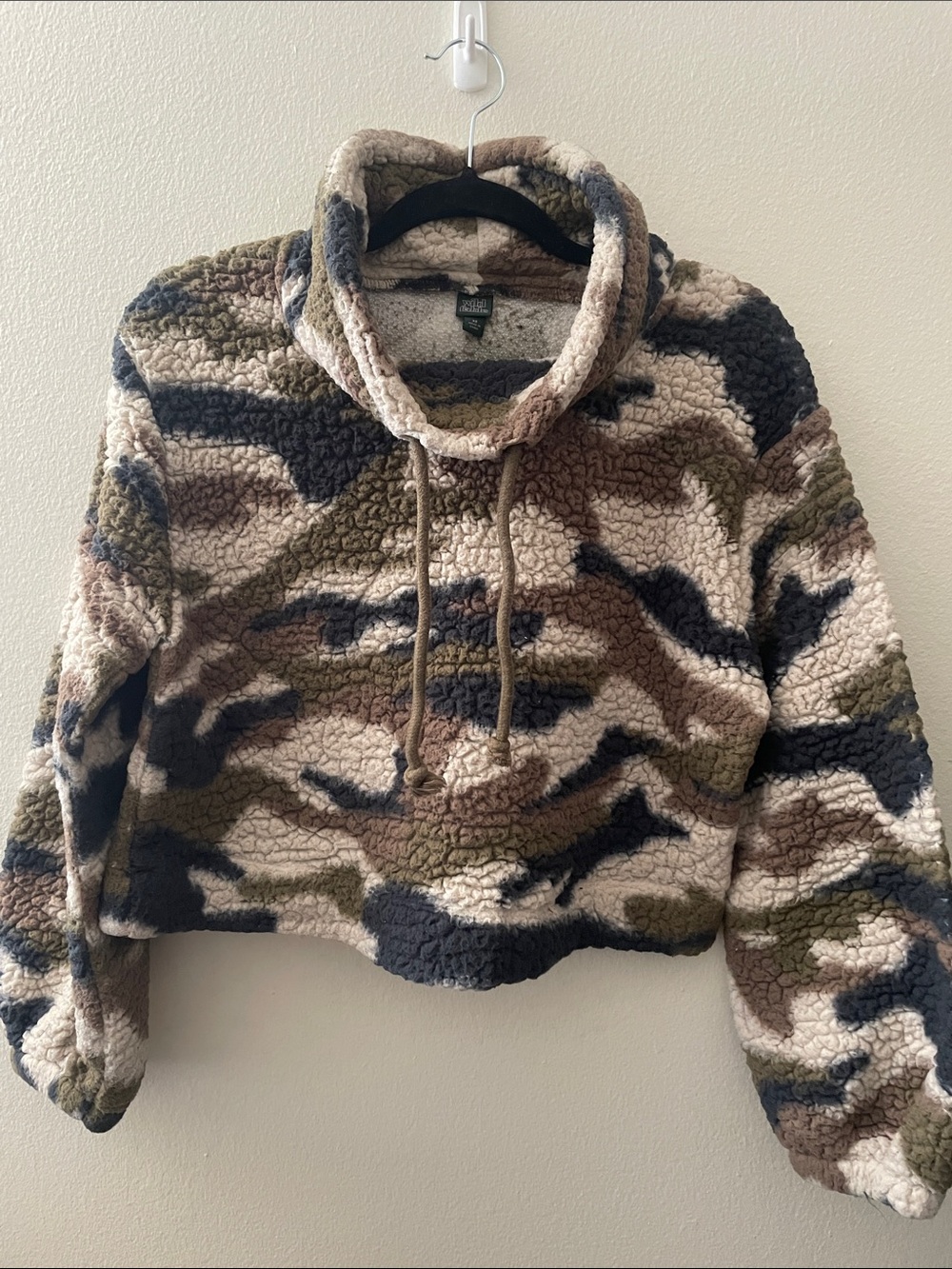 wild fable Sherpa Cowl Pullover in Taupe, Olive & Black Camo